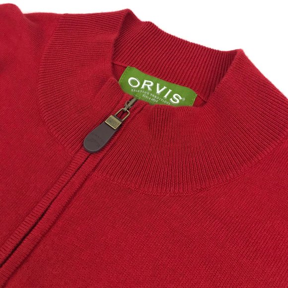 Orvis 1/4 Zip Sweater Sweatshirt XL Red Silk Blend - Picture 5 of 8